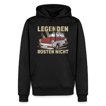 Trabi Trabbi  Pappe DDR Fahrzeug Sprüche - Männer Premium Bio Hoodie - Schwarz - Vorne - Nico (187cm)