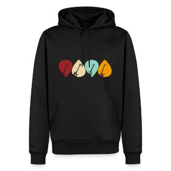 Guitar Pick Design für Gitarristen im Retro-Stil - Männer Premium Bio Hoodie - Schwarz - Vorne - Nico (187cm)