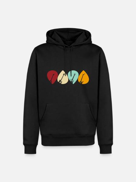 Guitar Pick Design für Gitarristen im Retro-Stil - Männer Premium Bio Hoodie - Schwarz