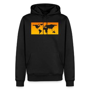Carte du monde orange transparent - Sweat à capuche Premium bio Homme - noir - Devant - Nico (187cm)