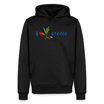 Ich liebe Griechenland mit Olivenbäumen - Männer Premium Bio Hoodie - Schwarz - Vorne - Nico (187cm)