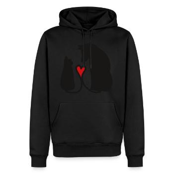 Chien et chat - Sweat à capuche Premium bio Homme - noir - Devant - Nico (187cm)