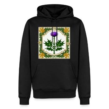 Distel als Wappen III - Männer Premium Bio Hoodie - Schwarz - Vorne - Nico (187cm)
