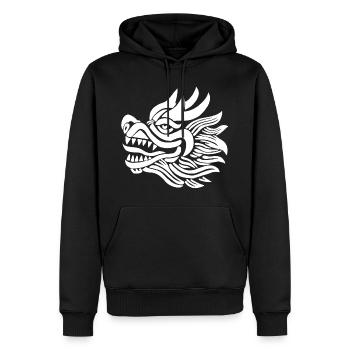 Chinese Dragon Head (White) - Men’s Premium Organic Hoodie - black - Front - Nico (187cm)