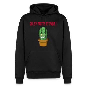 Cactus manga - Sweat à capuche Premium bio Homme - noir - Devant - Nico (187cm)