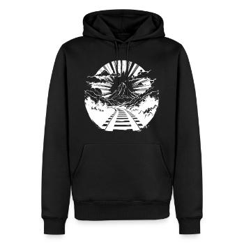 Graphique ferroviaire - Sweat à capuche Premium bio Homme - noir - Devant - Nico (187cm)
