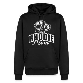 « Rhodie Mom » avec tête de chien - Sweat à capuche Premium bio Homme - noir - Devant - Nico (187cm)