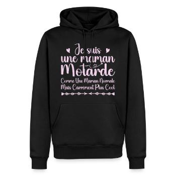 Fête des Mères - Maman Motarde Cool - Sweat à capuche Premium bio Homme - noir - Devant - Nico (187cm)