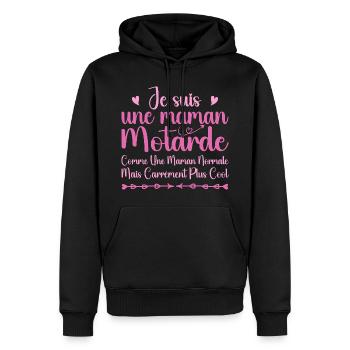 Fête des Mères - Maman Motarde Cool - Sweat à capuche Premium bio Homme - noir - Devant - Nico (187cm)