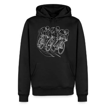 Dessin de ligne cycliste - Sweat à capuche Premium bio Homme - noir - Devant - Nico (187cm)