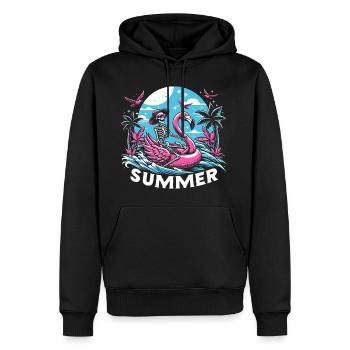 Squelette en Flaque de Flamant Estival - Sweat à capuche Premium bio Homme - noir - Devant - Nico (187cm)