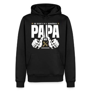 Legendärer Papa - Männer Premium Bio Hoodie - Schwarz - Vorne - Nico (187cm)