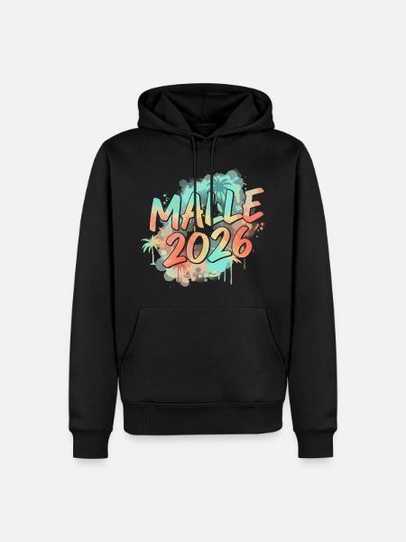 Malle 2026 Party Graffiti - Männer Premium Bio Hoodie - Schwarz
