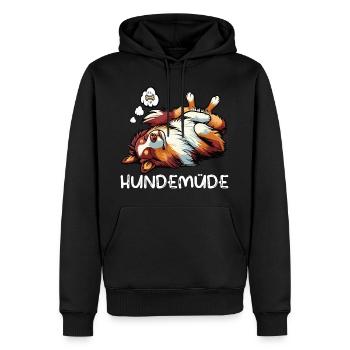 Hundemüde Australian Shepherd Aussie Aussiehalter - Männer Premium Bio Hoodie - Schwarz - Vorne - Nico (187cm)