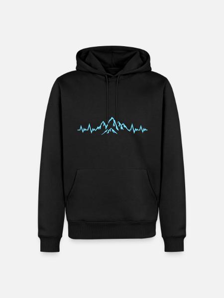 Mountain Pulse, Mountains ECG Heartbeat - Men’s Premium Organic Hoodie - black