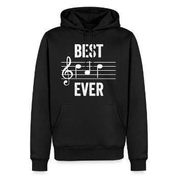 BEST DAD NOTES WHITE cadeau musicien père papa - Sweat à capuche Premium bio Homme - noir - Devant - Nico (187cm)