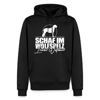 MOUTON EN FOURRURE DE LOUP Chien-loup irlandais Wilsigns - Sweat à capuche Premium bio Homme - noir - Devant - Nico (187cm)