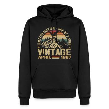 April 1987 Jubiläum April 1987 Geschenk 1987 - Männer Premium Bio Hoodie - Schwarz - Vorne - Nico (187cm)