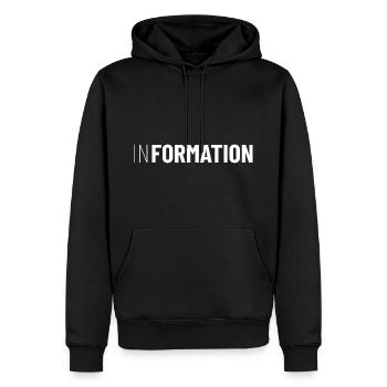 In-Formation Gesellschaft Sarkasmus Typografie - Männer Premium Bio Hoodie - Schwarz - Vorne - Nico (187cm)
