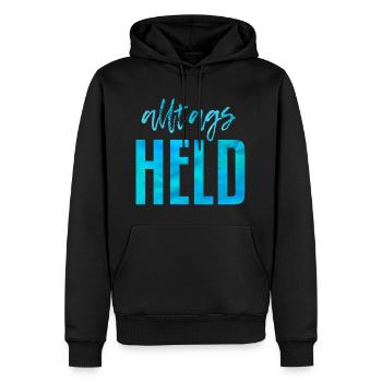 Alltags Held - Männer Premium Bio Hoodie - Schwarz - Vorne - Nico (187cm)