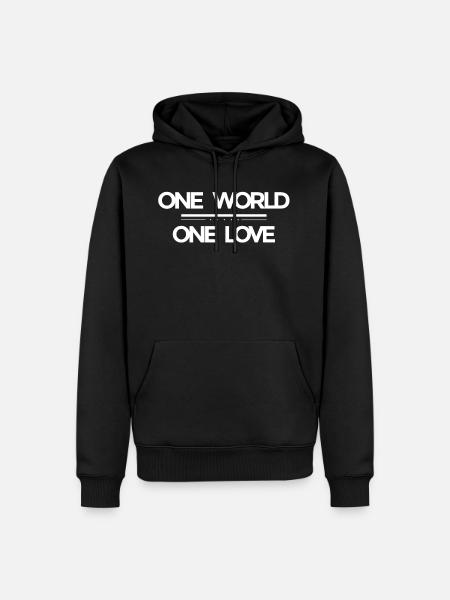 One World - One Love - Men’s Premium Organic Hoodie - black