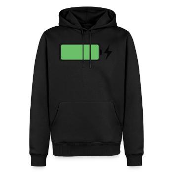 Battery Charged - Men’s Premium Organic Hoodie - black - Front - Nico (187cm)