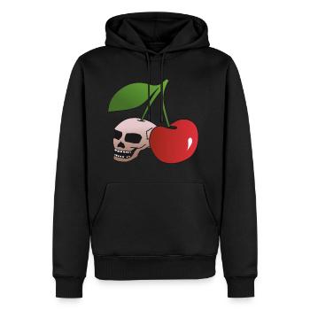 Crâne cerise - Sweat à capuche Premium bio Homme - noir - Devant - Nico (187cm)