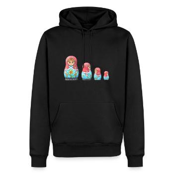 Evolution Matroschka - Männer Premium Bio Hoodie - Schwarz - Vorne - Nico (187cm)