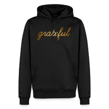 Grateful Glücklich positiv Geschenkidee Good Vibes - Männer Premium Bio Hoodie - Schwarz - Vorne - Nico (187cm)
