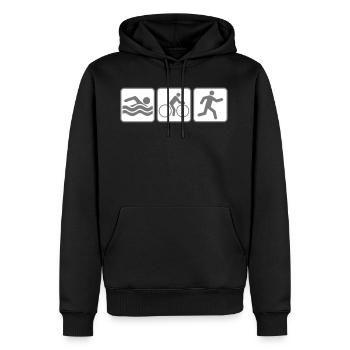 buttons piktogramm cool sport logo swim bike run t - Männer Premium Bio Hoodie - Schwarz - Vorne - Nico (187cm)