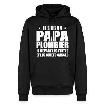 Klempner Papa, Geschenkidee zum Vatertag - Männer Premium Bio Hoodie - Schwarz - Vorne - Nico (187cm)