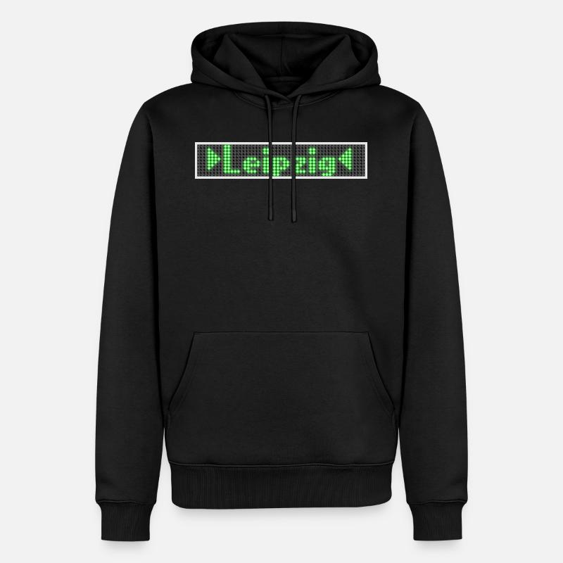 Leipzig LED Display Vert - Sweat à capuche Premium bio Homme - noir