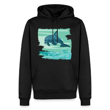 Dolphin Bottlenose Mammifère marin saute hors de la mer - Sweat à capuche Premium bio Homme - noir - Devant - Nico (187cm)