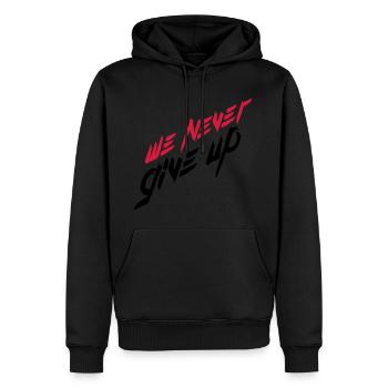 logo de coups de pinceau d'équipe, nous n'abandonnons jamais jamais - Sweat à capuche Premium bio Homme - noir - Devant - Nico (187cm)