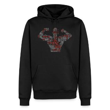 Gym Typography - Men’s Premium Organic Hoodie - black - Front - Nico (187cm)