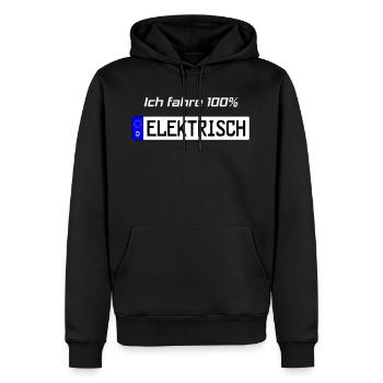 100 Prozent Elektrisch Kennzeichen - Männer Premium Bio Hoodie - Schwarz - Vorne - Nico (187cm)