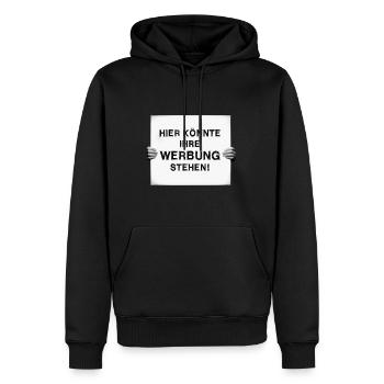 Hier könnte IHRE WERBUNG stehen - Männer Premium Bio Hoodie - Schwarz - Vorne - Nico (187cm)