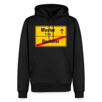 Ortsausgangsschild Bachelor Master - Sweat à capuche Premium bio Homme - noir - Devant - Nico (187cm)