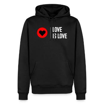 L'amour c'est l'amour - Sweat à capuche Premium bio Homme - noir - Devant - Nico (187cm)