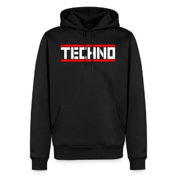 Techno - Sweat à capuche Premium bio Homme - noir - Devant - Nico (187cm)