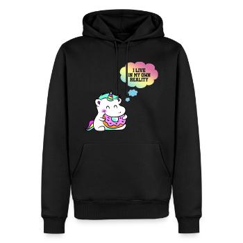 Licorne bébé donut cadeau bébé - Sweat à capuche Premium bio Homme - noir - Devant - Nico (187cm)