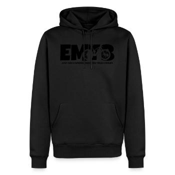 EMTB-Logo mit Untertitel - Männer Premium Bio Hoodie - Schwarz - Vorne - Nico (187cm)