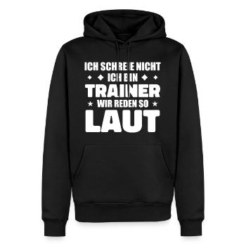 Je ne crie pas, je suis entraîneur Fun Sports - Sweat à capuche Premium bio Homme - noir - Devant - Nico (187cm)