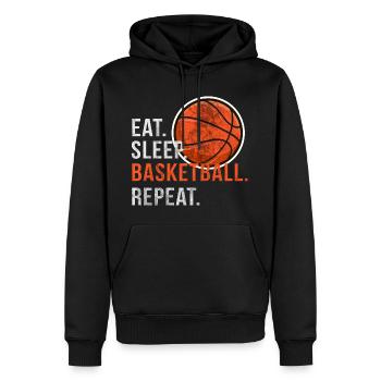 Eat Sleep Basketball Repeat - Scratch - Männer Premium Bio Hoodie - Schwarz - Vorne - Nico (187cm)