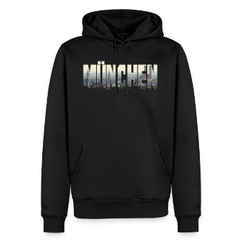 München Panorama - Männer Premium Bio Hoodie - Schwarz - Vorne - Nico (187cm)