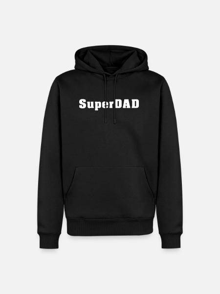 SuperDAD white - Männer Premium Bio Hoodie - Schwarz