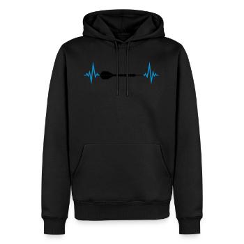 frequenz herzschlag puls logo text spielen darts v - Männer Premium Bio Hoodie - Schwarz - Vorne - Nico (187cm)