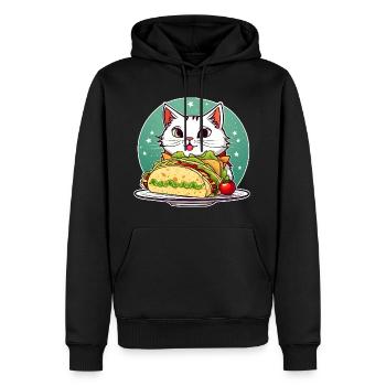 Niedliche Katze mit Taco - Männer Premium Bio Hoodie - Schwarz - Vorne - Nico (187cm)