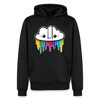 Cute Cloud Raining Rainbow Colors - Men’s Premium Organic Hoodie - black - Front - Nico (187cm)