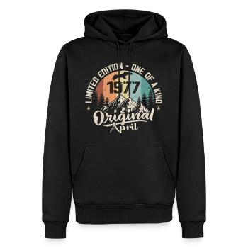 Geburtstagsgeschenk April 1977 April 1977 - Männer Premium Bio Hoodie - Schwarz - Vorne - Nico (187cm)